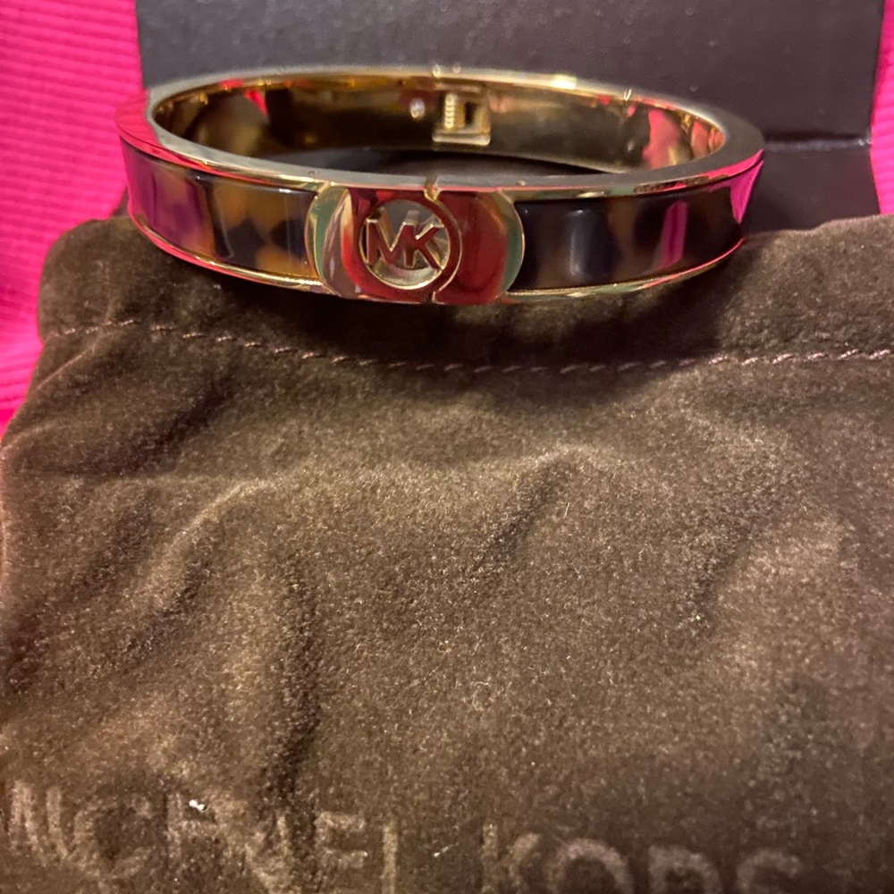 Michael Kors Gold and Black Bangle Bracelet